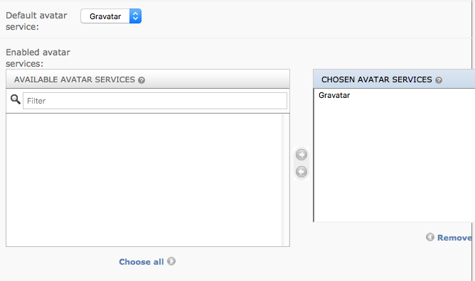 So my major complaint about this change is this UI.

I think it's kind of confusing that there are a bunch of "enabled avatar services" and then a separate drop-down for the "default avatar service". It's not at all clear what the two different pieces of UI will do.

AFAICT, only the default avatar service will actually be used? In that case, why do we expose the enabled list at all?
